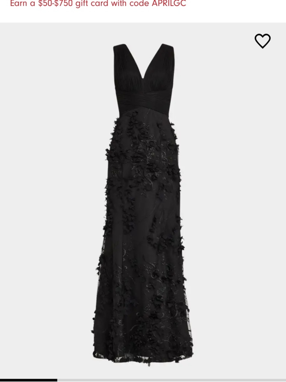 Mac Duggal Black Sleeveless V-Neck Maxi Dress with 3D Floral Appliqué - Picture 2 of 10
